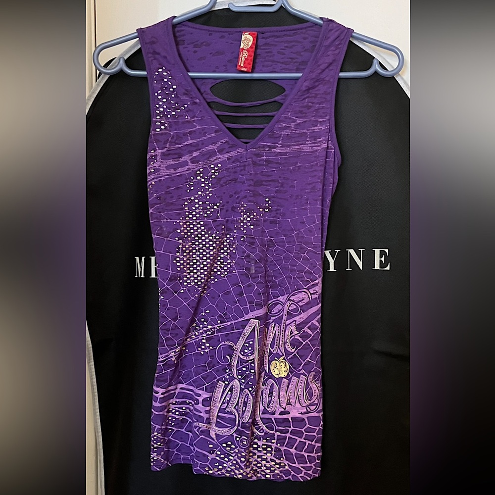 Vintage Y2K Apple Bottoms-Sleeveless Logo Tank-With Shredded Design Back-Purple